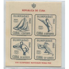 CUBA 1960 DEPORTES OLIMPICOS HOJA BLOQUE DE ESTAMPILLAS NUEVAS MINT 12 EUROS